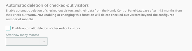Humly Visitor - Automatic deletion of checked-out visitors