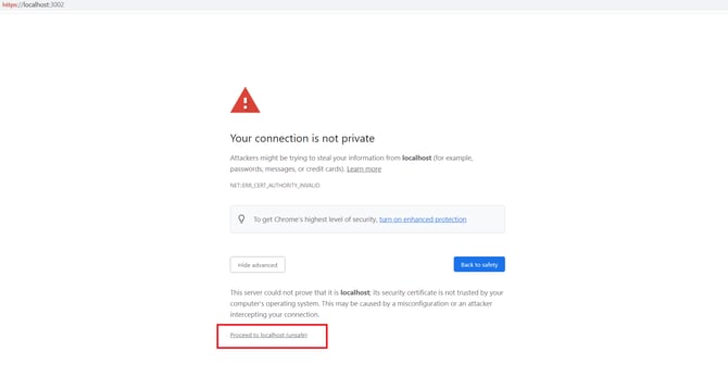 Certificate warning example 1