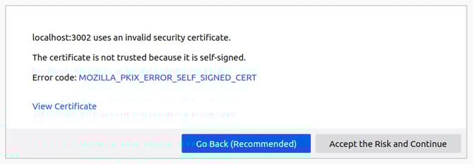 Certificate warning – step 1