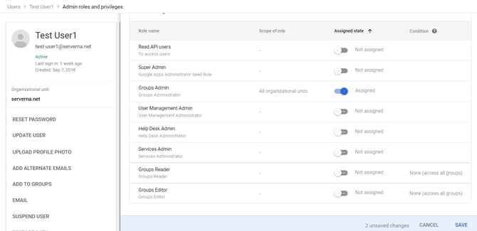 Apply default Google role