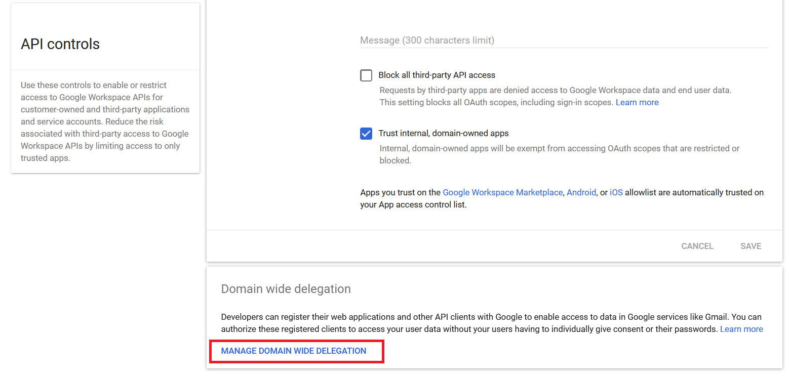Manage Domain Wide Delegation