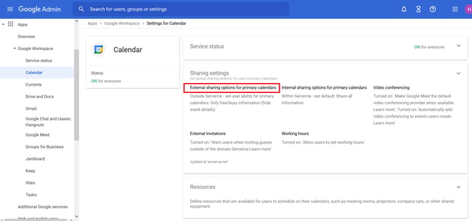 External sharing options