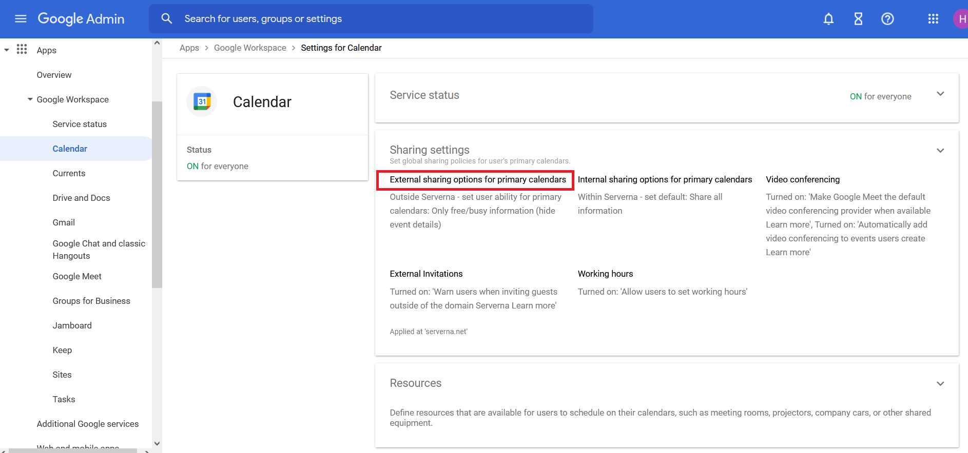 External sharing options