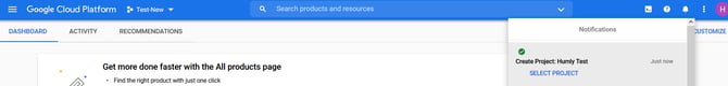 Project created notification