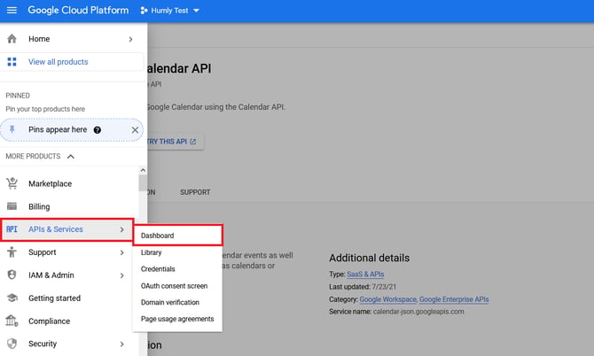 API Services Dashboard