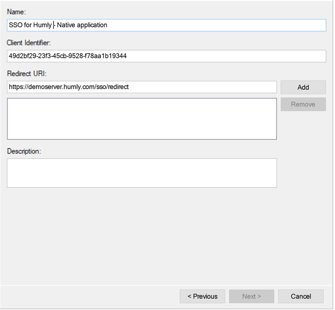 Enter redirect URL and copy Client Identifier