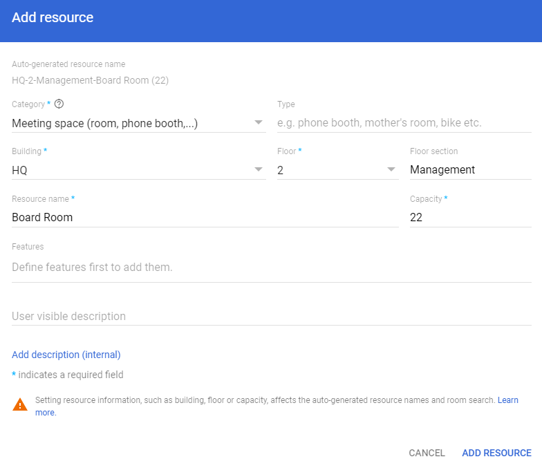 Add resource details