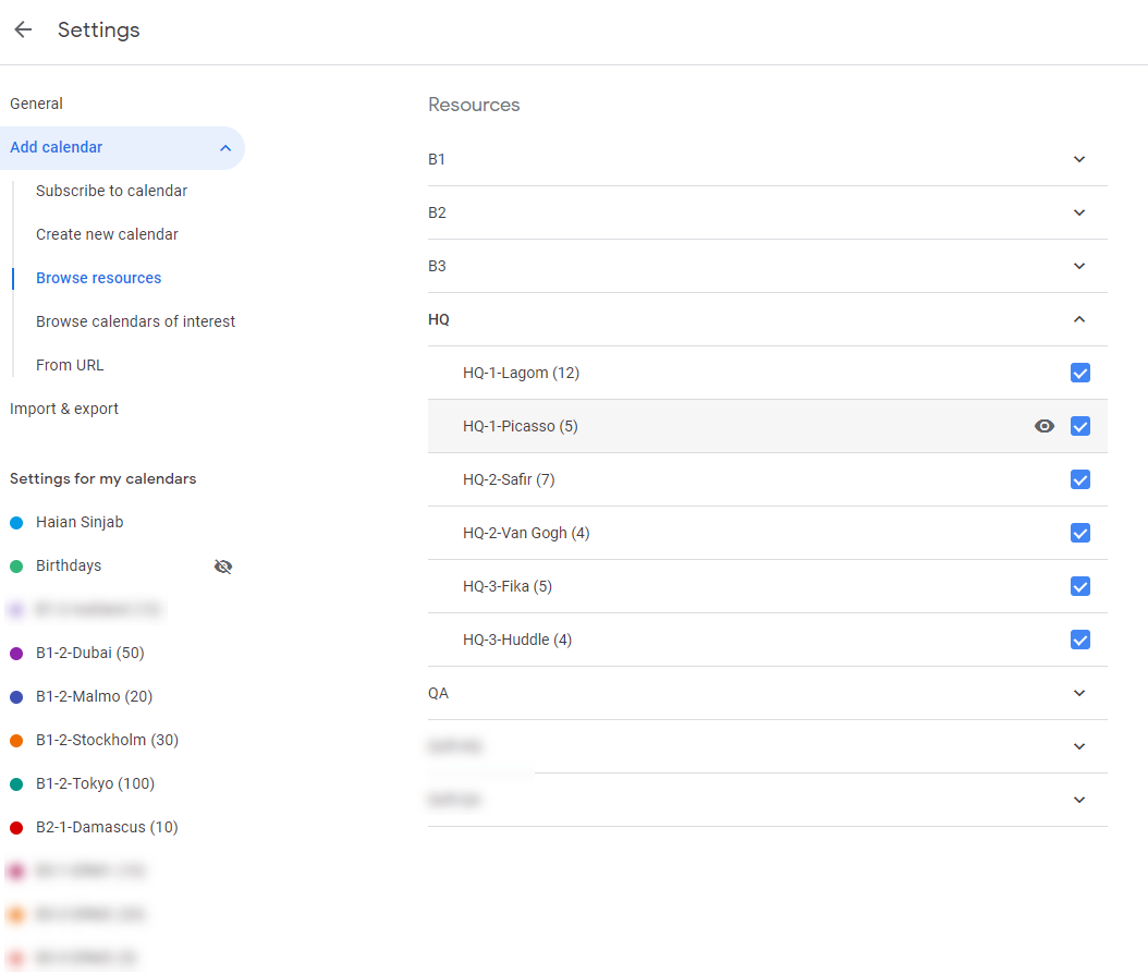 Add resource to calendar
