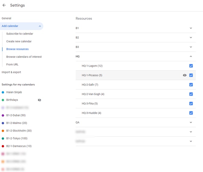 Add resource to calendar