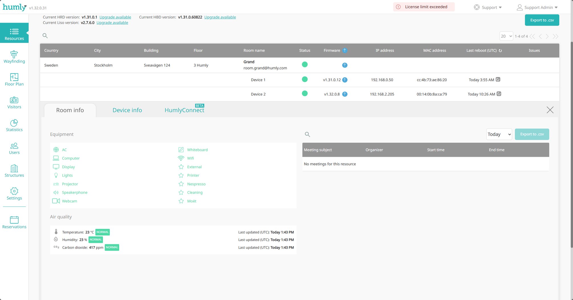 Humly Midlands Configure Humly Sensors on Humly Room Displays - HRDs