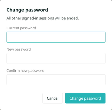 The Change password dialog